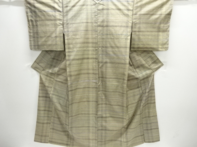 変わり格子模様織り出し手織り紬着物